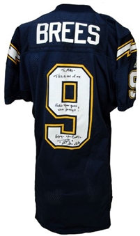 Drew Brees 1st NFL Game Used and Inscribed Rookie Jersey (11/4/2001) (Mears A-10)